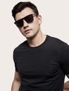 Men Geometric Frame Fashion Sunglasses - Black