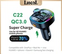 C22 Bluetooth 5.0 FM Transmitter MP3 Player, 22.5W USB QC Adapter