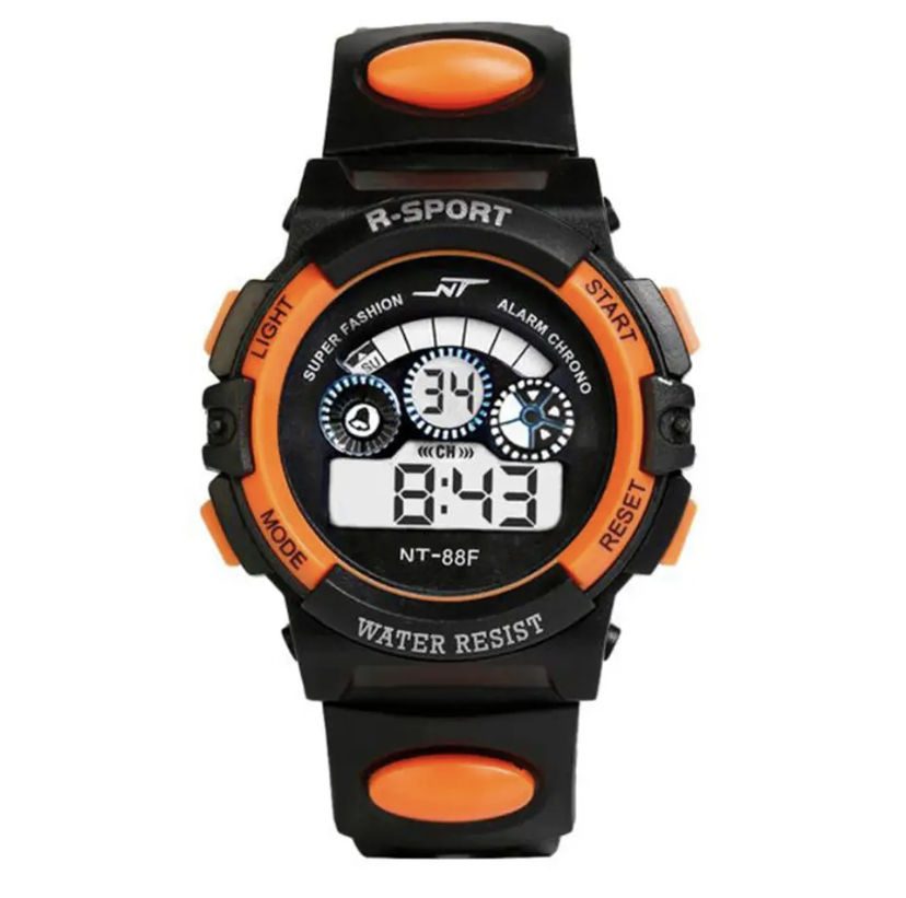 Lancardo Children's Day Digital Watch Outdoor Sport - Black/Orange