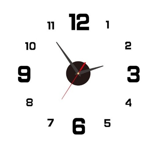 Wall Sticker Clock Luminous Frameless - 2D black(40cm)