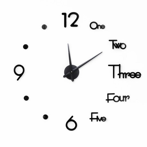 3D DIY Digital Wall Clock Acrylic Stickers - Black 100x100cm